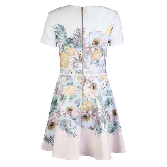 Ted Baker London Haylinn Woodland Jersey Skater Dress Floral Pink White Size S - Picture 2 of 12